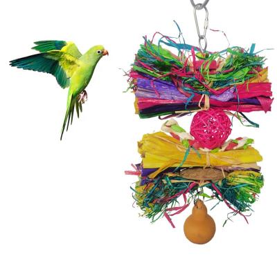 China Viable Parrot Toy Bird Toy Supplies Lafite Grass Wire Drawing Toy Amazon Hot Sale for sale