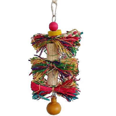 China Viable Bird Toy Corn Stick with Wooden Beads and Raffia Gourd 30cm Bird Supplies for sale