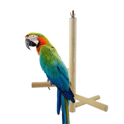 China Viable Hanging Birds Toy Pet Bird Parrot 4 Bars Wooden Rotating Perches Holding Ladder Rack Play Toy - Wooden Color for sale