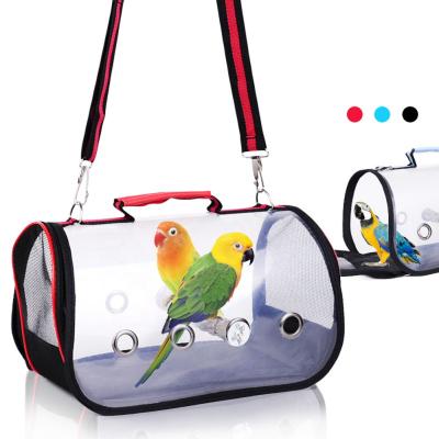 China Viable Portable Travel Bag Parrot Pet Bird Carrier Bird Cage Transparent Breathable Lightweight Pets Birds Travel Cage for sale