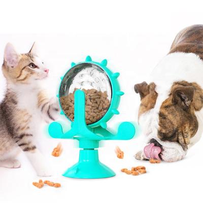 China Kitty Cat Interactive Windmill Turntable Slow Rotating Fun Toy Cat Puzzle Toys Indoor Sustainable Faulty Food Damper With Strong Suction Cups for sale