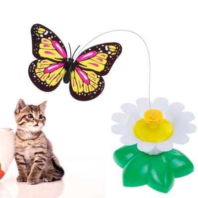 China Viable Butterfly Toy for Pet Cats, Funny Rotating Electric Flying Interactive Butterfly Toy with Multicolor Attaching Band for sale