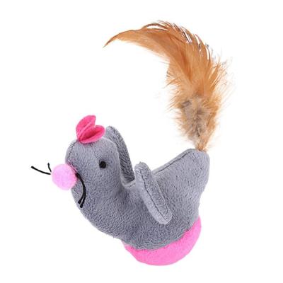 China Viable Mouse Chick Bird Shape Tumbler Plush Cat Toy Pet Cat False Mouse Chick Interactive Teaser Scratch Funny Playing Plush Toy for sale