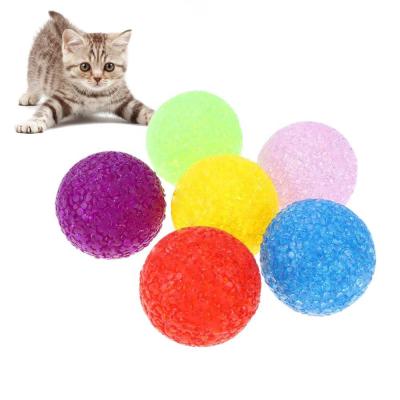 China Plastic Balls Cat Toys Colorful Viable Particles Playing Toy With Bell Cat Teaser Particles Pet Plastic Ball Random Color Transparent for sale