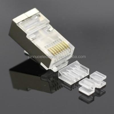 China Three Pieces of S/FTP RJ45 Cat6A Connector Shielded Cat6A Plug for sale