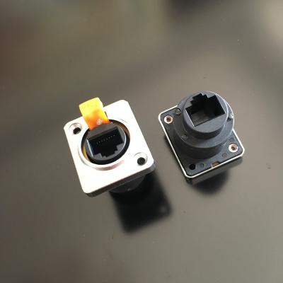 China Pinnuo RJ45 Connector RJ45 Panel Mount Waterproof Socket RJ45 Wall Connector Outdoor Zinc Alloy Shielded Female Socket for sale