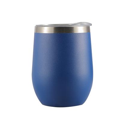 China Factory Sustainable Wholesale Stainless Steel Eggshell Wine Mugs Tumbler 12oz Straight With Lid for sale