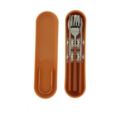 China Disposable Portable Flatware Premium Quality Stainless Steel Travel Cutlery Set With Box for sale