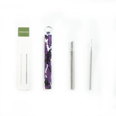 China New Type of Sustainable Sale Well Printing Telescopic Portable Stainless Straw for sale