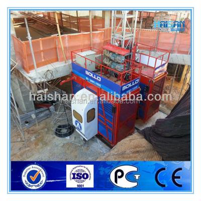 China SC100-100 1ton construction crane with two cages construction lifting material crane for sale