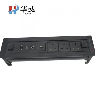 China Rushed Commercial Customized Flip Power Socket Recessed Electric Tabletop With Universal USB Electrical Outlets for sale