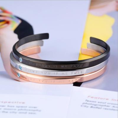 China Durable Popular Portable European-USA Women's Titanium Steel Open Bracelet For Lovers for sale