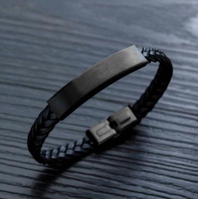 China 2021 New Arrival Durable Mens Black Retro Knit Stainless Steel Bracelet for sale