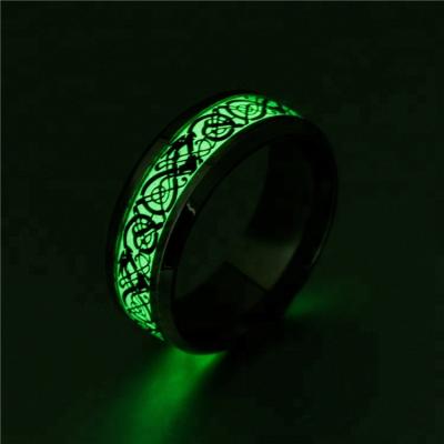 China Popular New Arrival Trendy Luminous Stainless Steel Ring Charm Glow In The Dark Ring For Couples Women& Men Jewelry for sale