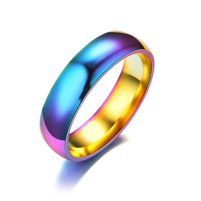 China Popular Cheap Wholesale Flat Rainbow Stainless Steel Turkish Gay Ring Ring for sale