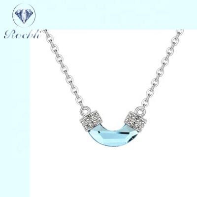 China ALLOY New Arrival 925 Silver Plated Simple Clavic Crystal Rhinestone Paved Pendant Chain Necklace for sale