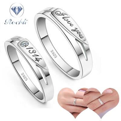 China Fashionable Cheap Price Silver Cute Couple Rings Adjustable Love Letter Ring Wedding Ring for sale