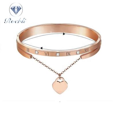 China New Luxury Vintage Brand Jewelry Roman Number Bracelet Bangle Round Charm Bracelet for sale