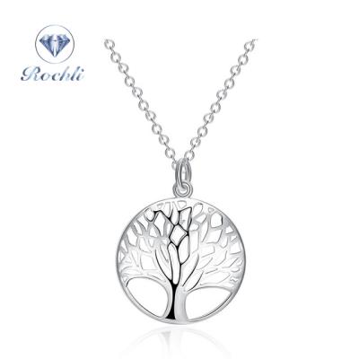 China Trendy Tree of Life Pendant Necklace 925 Sterling Silver Necklace Plant Necklace for sale