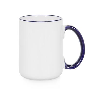 China Best viable quality custom 15oz rim and handle color sublimation mugs for sale for sale