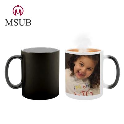 China 11oz Latte Mug Viable Magic Mug Cup Heat Sensitive Custom Ceramic Coffee Mug Heat Sensitive Mug For Sublimation for sale