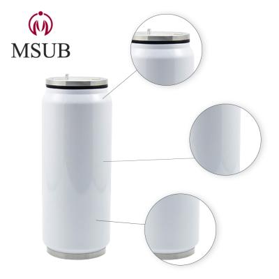 China Wholesale PORTABLE Coke Sublimation Stainless Steel Insulated Soda Can With Straw And Lid 350ml, 500ml for sale