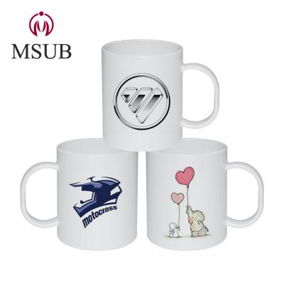 China Polymer sublimation mugs cheap white melamine 11oz polymer promotion sublimation plastic mugs for sale