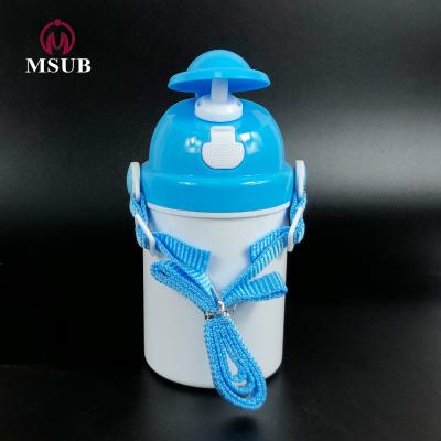 China Viable Lid 400ml Child Cup Sublimation Plastic Blanks Kids Plastic Water Bottles Back To School Gifts for sale