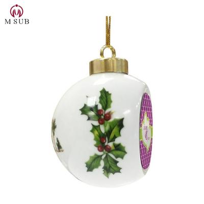 China Perfect Gift 2020 New Design Sublimation Blank Ceramic Ball Half Sublimation Blanks Christmas Ornaments for sale