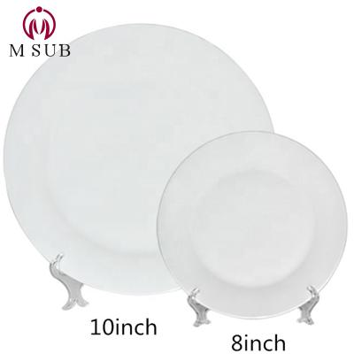 China Promotional 8 Inch Kitchenware White Sustainable Products Sublimation Round White Ceramic Dish Plate for sale