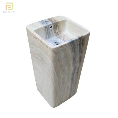 China Modern High Quality Square Shape Granite Bathroom Basin Pedestal Floor Ceramic Sink for sale