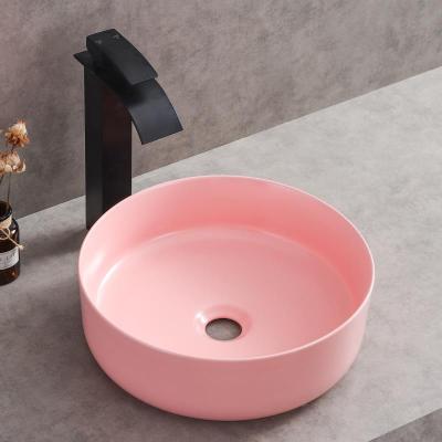 China New Design Antique Hotel Rose Countertop Art Bathroom Modern Round Ceramic Hand Sink Decorative Wash Basin For Dining Room for sale