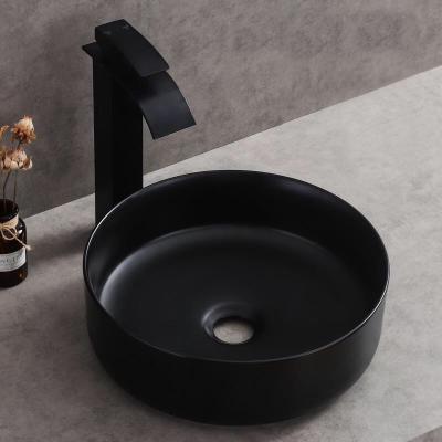 China Modern Hot Selling Round Style Hand Wash Basin Bathroom Black Art European Basins Ceramic Sink for sale