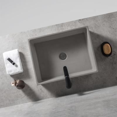 China Modern Italy Washroom Rectangle Shampoo Wash Hand Wash Concrete Cement Basin for sale