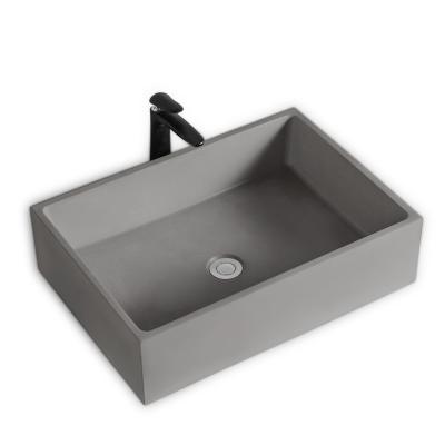 China Modern Sanitary Ware Rectangle Concrete Hand Wash Basin Concrete Bathroom Sink for sale