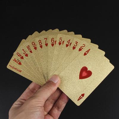 China Entertainment Gold Waterproof PVC Game Cards Plastic Poker Game Deck Gold Foil Poker Card zu verkaufen