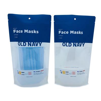 China Retail packaging bag for custom biodegradable bdp plastic window face mask zip lock packaging eco-friendly clear doypack bag stand up bag for sale