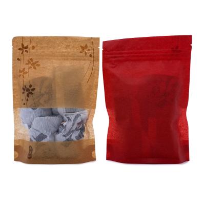 China 100% BIODEGRADABLE Plastic Pouch Biodegradable Supplier Custom Cotton Paper Laminate Stand Up Food Ziplock Pouch With Clear Window for sale