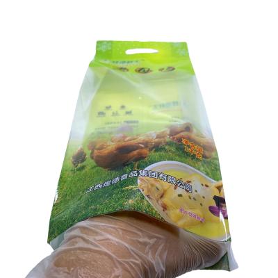 China Custom Printed Side Gusset Plastic Barrier Medium Die Cut Handle Pack Freezer Sealed Bag For Frozen Chicken Packaging for sale