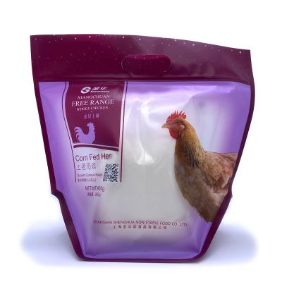 China Custom Clear Plastic Barrier Freezer Chicken Duck Food Packaging Stand Up Zip Lock Bag With Handle for sale