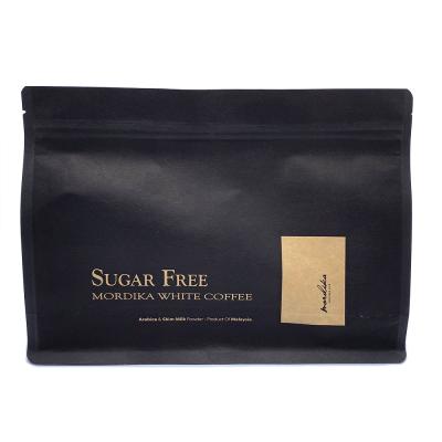 China Moisture Proof Bag Factory Bespoke Black Plastic Laminated Kraft Paper Block Bag Food Bottom Stand Up Zip Lock Pouch For Coffee Tea for sale