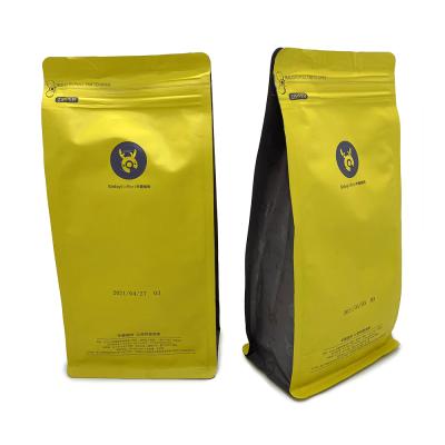 China Barrier Spot UV Customized Printing 12oz 250g 500g 1000g Flat Bottom Foil Lined Coffee Beam Bag With Pull Tag Zipper Valve for sale