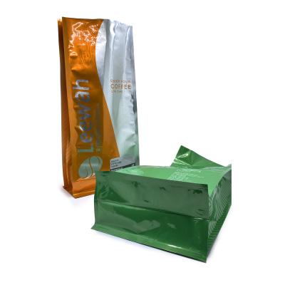 China High Barrier AL Plastic Custom Coffee Bag With WIPF Valve Flat Bottom Stand Up Packaging Pouch for sale