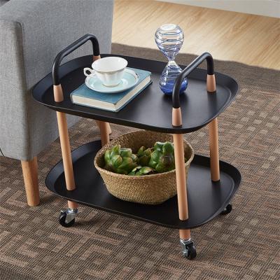 China New Design Black Adjustable End Corner Coffee Table Small Side Tray Nordic Living Room Furniture (Other) Round Sets Modern Coffee Tables With Wheel for sale