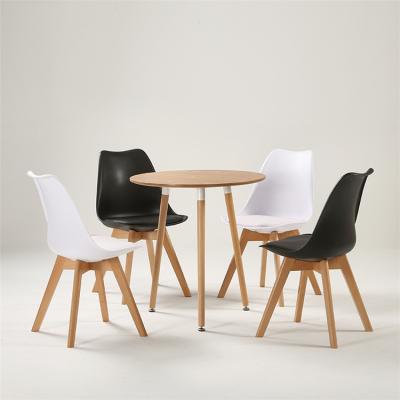 China (Other) Small Apartment Cafe Adjustable Nordic Solid Wood Small Round Shaped Dining Table for sale