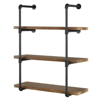 China American Retro Iron Pipe Wall Kitchen Storage Solid Wood 4 Layer Shelf Storage Wall Mounted Shelf for sale