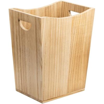 China Sustainable Wood Trash Can Farmhouse Style Wastebasket Bin for Bathroom Office Bedroom Living Room for sale