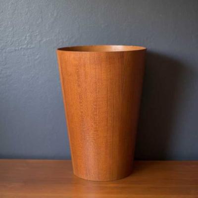 China Sustainable vintage teak wood trash bin for sale