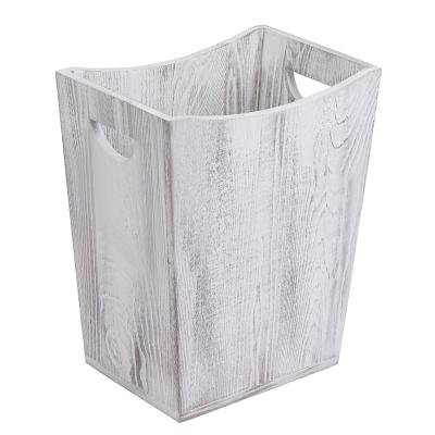 China Sustainable Wood Trash Can Farmhouse Wastebasket Bin for Bathroom Office Bedroom Living Room for sale