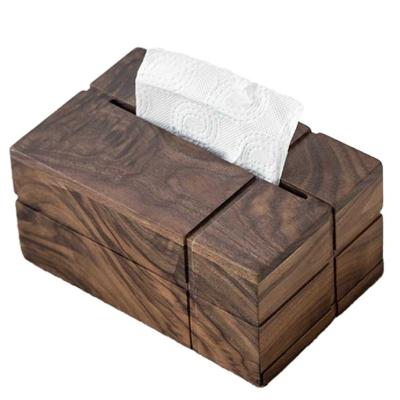 China CLASSIC walnut luxury wooden car tissue box for sale